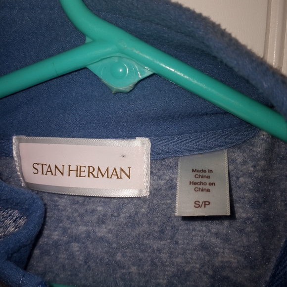 Stan Herman Static Blue Zip Up Jacket Light Coat Petite Small - Picture 3 of 4